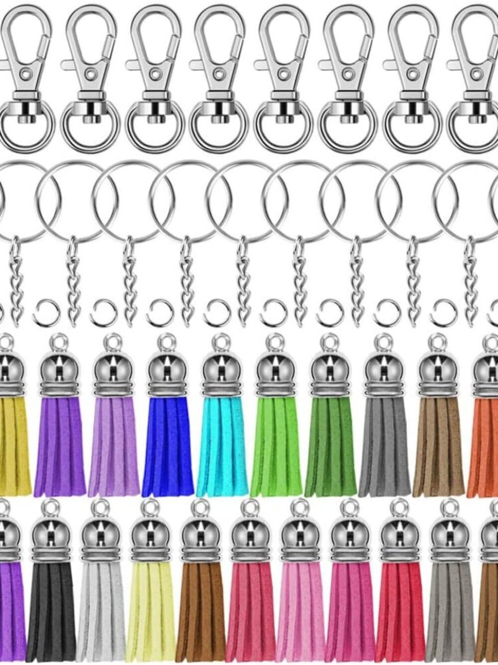 100Pcs Key Chain Rings Bulk with Tassel for Tassel Keychain